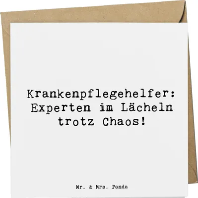 Produktbild von Mr. & Mrs. Panda doppelkarte Spruch Krankenpflegehelfer Lächeln - Weiß - Geschenk, Dankbarkeit, Pflegeberuf, Helden des Alltags, Krankenpflege, Beruf, Berufsleben