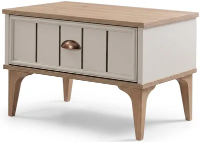 Productafbeelding van Modern nachtkastje, wit, van hout, met lade, voor de slaapkamer