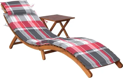 Produktbild von Sonnenliege mit Tisch und Auflage Massivholz Akazie