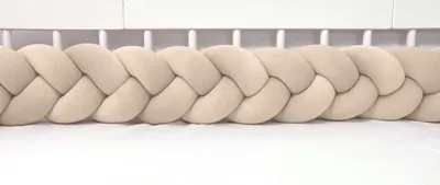 Produktbild von Bettschlange geflochten Velours 400 cm – Beige | Bettumrandung Babybett Nestchen | Letino
