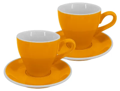 Obrázek produktu pro Set 2 ks - Latte šálek s podšálkem Milano, 220 ml, žlutý
