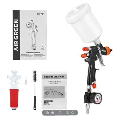 Obrázok produktu pre Striekacia pištoľ na farby HVLP mini, 1,3 mm tryska, 600 ml miešacia nádobka, čierna