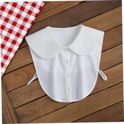 Produktbild von Weißer Chiffon Fake Kragen mit Rundhals, Abnehmbarer Zierkragen | Verstellbarer Einsatz für Damenblusen, Leicht und Atmungsaktiv, Geeignet für Büro Outfits und Schicht Looks
