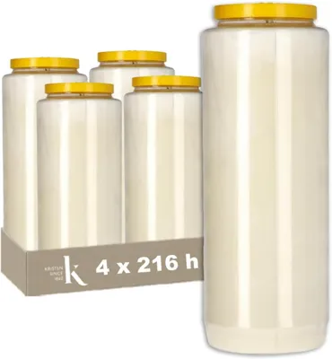 Immagine prodotto di Set di candele Grablicht, composto da 4 candele bianche, con una durata di combustione di 216 ore, ideali per il cimitero e per commemorazioni