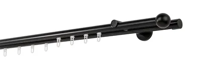 Produktbild von Gardinenstange Maß Innenlauf 20mm Ball 2-lauf Wand  12cm Farbe: Schwarz, Größe: 380cm