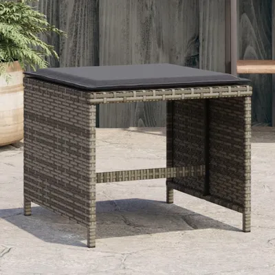 Produktbild von Möbel Gartenhocker mit Kissen 4 Stk. Grau 40x40x35 cm Poly Rattan - Gartenhocker 4007485