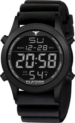 KHS PLABSD.DB Herrenuhr Platoon Digital Stahl Geschwärzt 1