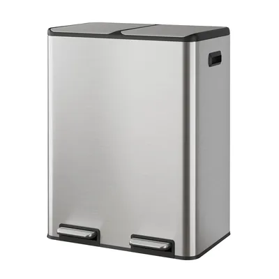 Produktbild von Mülleimer Küche 30/60L (2x15/30L), Doppel-Mülleimer mit 2 Fächern Edelstahl, für Küche & Haushalt