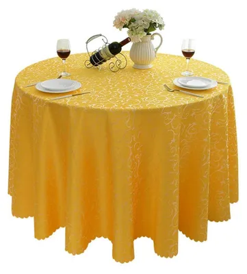 Obrázek produktu pro Kulatá žakárová ubrus žlutá, 320 cm, polyester