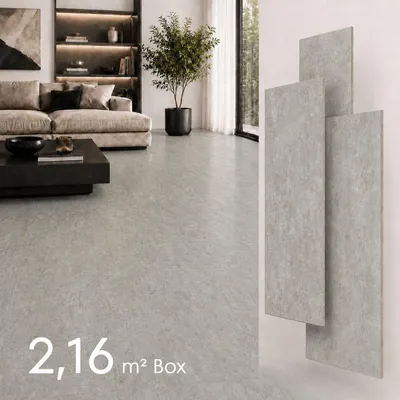Produktbild von SPC Vinylboden 4mm Klick Fliesenoptik wasserfest Marmor Beton Terrazzo Designboden 60x30 cm für Bad Küche Flur