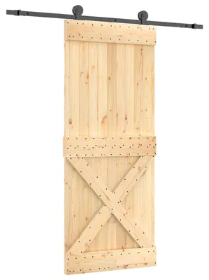 Produktbild von vidaXL Schiebetür Natürlich und Schwarz 85 x 210 cm Massivkiefer