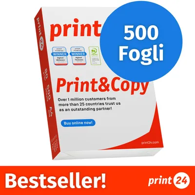 Immagine prodotto di NUOVO: print24 Carta per stampanti e fotocopie 500 fogli 1 x 500 A4 Premium Bianco brillante CIE 160 Vincitrice del test Certificata PEFC