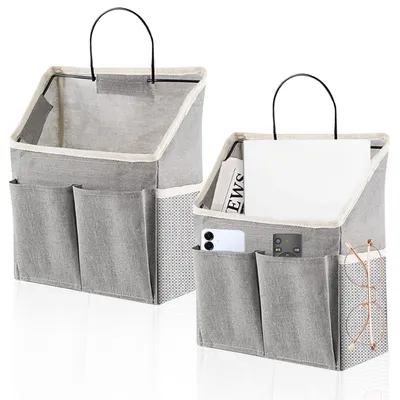 Productafbeelding van Wandorganizer hangende organizer - Grijs - 30 x 23 x 10 cm - Set van 2 met 3 vakken