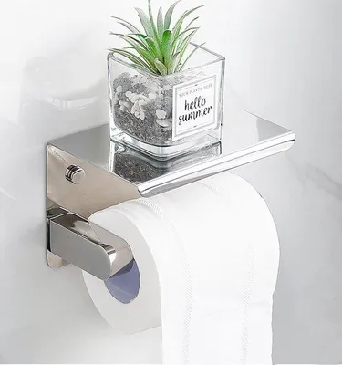 Obrázok produktu pre Samolepiaci držiak na toaletný papier z nehrdzavejúcej ocele v striebornej farbe do kúpeľne