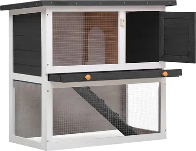 Obrázek produktu pro vidaXL králíkárna s 1 dvířky Grey Wood