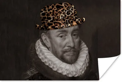 Produktbild von MuchoWow® Poster Wilhelm von Oranien - Hut - Pantherdruck 60x40 cm - Schlafzimmerdekoration