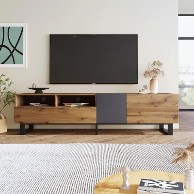 Immagine prodotto di Mobile TV - Mobile TV con ante - Mobile TV a giorno - Mobile multimediale - Basso mobile - Design moderno - 180x38x50 cm
