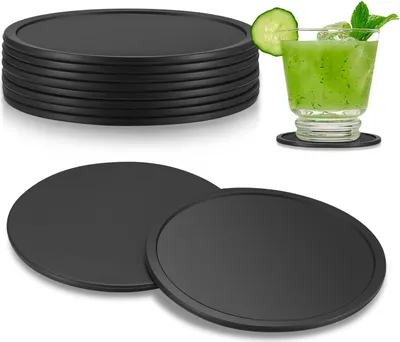 Produktbild von Siliconen Untersetzer für Gläser - Untersetzer für Getränke - 8 Stück - Schwarz - Silikon
