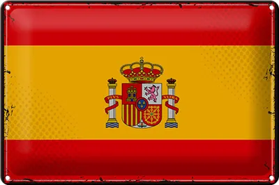 Produktbild von Blechschild Flagge Spanien 30x20cm Retro Flag of Spain