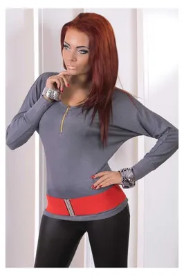 Produktbild von Damen Longshirt Tunika feinstrick Pulli Bluse; Gr. S/M; Grafit