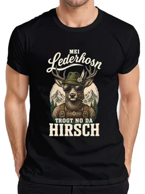 Imagen del producto de Mei Lederhosn lleva puesta la camiseta para hombre "Hirsch " de cuero, de color , talla M
