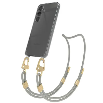 Produktbild von EAZY CASE Handykette für Samsung Galaxy S24, Transparente Silikonhülle mit Band, Clear Case, abnehmbar in  Beige
