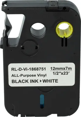 Produktbild von vhbw Schriftband-Kassette Ersatz für Dymo 1868751 für Etiketten-Drucker 7m x 12mm Schwarz auf Weiß, All-Purpose Vinyl