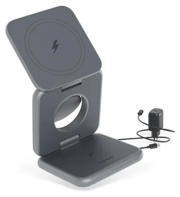 Image de Chargeur sans fil pliable Epico Mag+ avec support MagSafe - gris espace