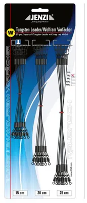 Produktbild von Jenzi Tungsten-Vorfächer Leader mit Karbiner und Wirbel 30Stk 15,0kg