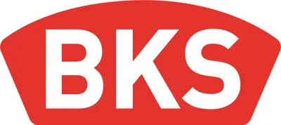 A red logo with white text.