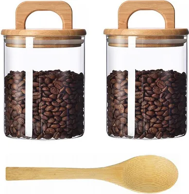 Produktbild von 2 Stück Vorratsgläser mit Glas mit Holzlöffel  800ML