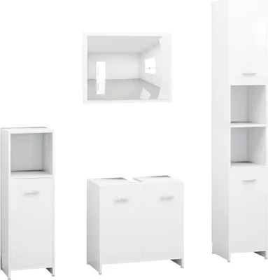 Produktbild von vidaXL 4-tlg. Badmöbel-Set Weiß Holzwerkstoff