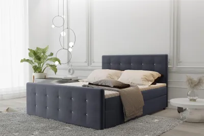 Produktbild von Boxspringbett Schlafzimmerbett MAURO 160x200cm Stoff Soro Anthrazit inkl.Bettkasten