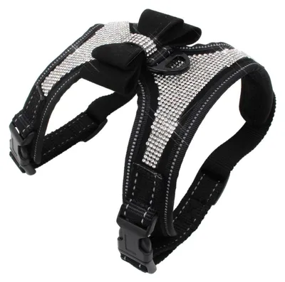Image de Harnais pour chien avec strass, couleur noire, taille L