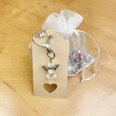 Produktbild von 32 Stück Hochzeitsgeschenk-Doop, Hängekraftpapier-Organza-Beutel, Beschermengel-Hängekristall, Gastgeschenk-Communion-Weihnachtsdekoration.