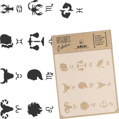 Produktbild von Malschablone für Handwerk A4 21x30cm, Sternzeichen Symbol Tierkreis Muster, Wiederverwendbare Kunststoff DIY & Scrapbooking Zeichenschablone