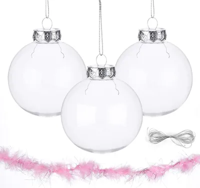 12 klare Kunststoff-Weihnachtskugeln, 8 cm, befüllbar