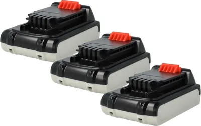 Produktbild von vhbw 3x Akku kompatibel mit Black & Decker HP186F4L, GKC1000L, GPC1800L, GTC610L, GTC800L, GXC1000L, GLC2500L Werkzeug (2000 mAh, Li-Ion, 18 V)