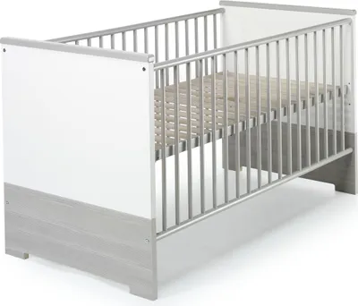 Produktbild von Schardt 2-teiliges Set Eco Silber bestehend aus Kombi-Kinderbett 70x140 cm (inkl. Umbauseiten) und Wickelkommode