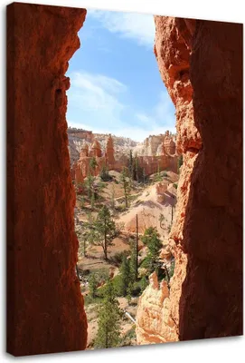 Produktbild von Leinwandbild blick auf eine felsige landschaft 80x120 cm Feeby braun wandbild bereit zum aufhängen