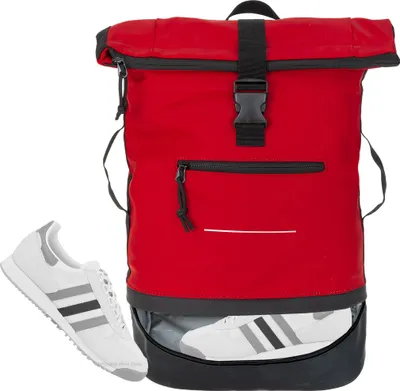 Produktbild von Rucksack Plane Time Bag COMP 25 L Kurierrucksack Roll-Top Damen Herren Freizeitrucksack Reise Sport Schwimmen Geheimfach Brustgurt Laptoprucksack Bodenfach 12823 Bi Color RS (rot-schwarz)