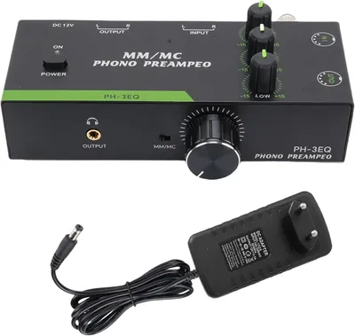 Productafbeelding van Phono Voorversterker - Platenspeler Versterker - Muziek Luisteren - MM MC Ondersteuning - 24 x 16 x 6 cm - Zwart