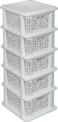 Produktbild von Regal BranQ 1765 Bambusregal mit 5 Körben 25 x 29 x 72 cm Altweiß