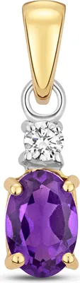 Produktbild von 9 Karat (375) Gold Damen - Diamant Anhänger mit Amethyst - 16mm*5mm; TRS35079KY