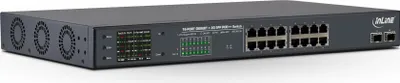 Image de InLine® PoE++ Commutateur réseau Gigabit 16 ports, 1Gb/s, 2xSFP,19"1HE(incl. équerre)
