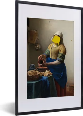Produktbild von MuchoWow® MuchoWow® Gerahmtes Poster Milchmädchen - Johannes Vermeer - Gemälde 40x60 cm - Poster mit zchwarzem Bilderrahmen - Poster in Rahmen