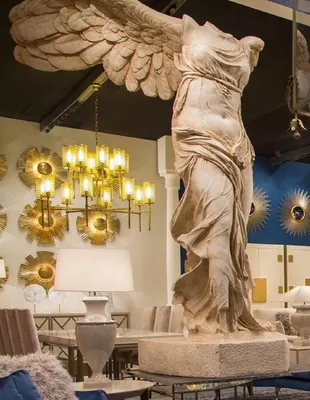 Produktbild von Casa Padrino Luxus Jugendstil Skulptur Beige 106 x 98 x H. 320 cm - Handgefertigte Keramik Statue - Garten Deko Figur - Hotel Deko - Barock & Jugendstil Deko Accessoires