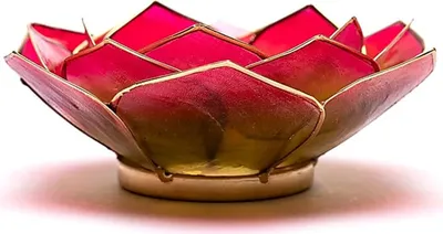 Immagine prodotto di Portacandele Lotus rosa/verde chiaro con bordo dorato -- 13,5 cm