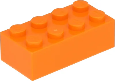 A single orange LEGO brick on a white background.