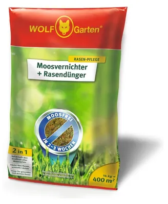 Imagen del producto de Fertilizante para césped y eliminador de musgo WOLF Garten, 2 en 1, 14 kg